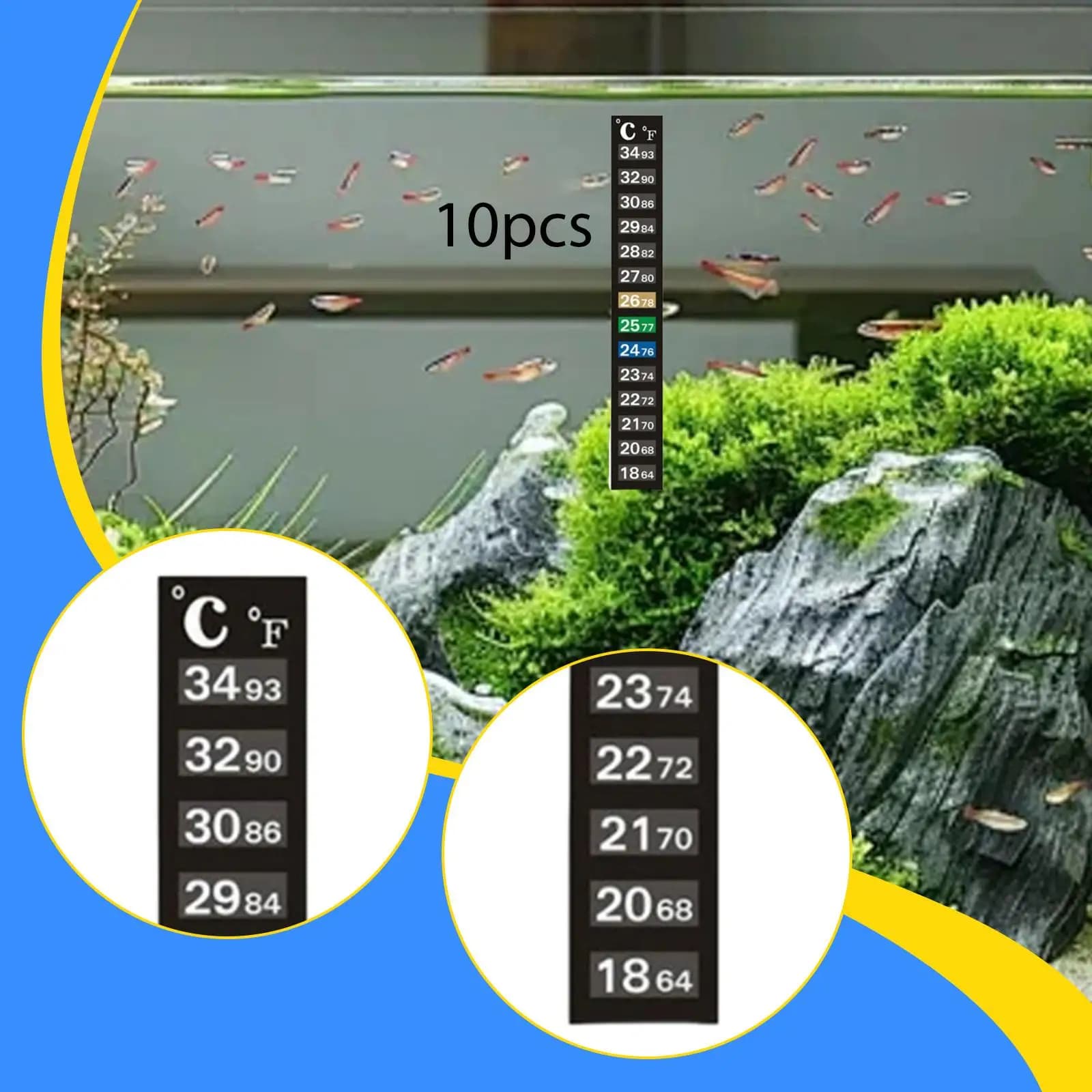 Adesivo per termometro per acquario Indicatore di temperatura dal design sottile professionale per il raffreddamento del riscaldamento dell'acquario