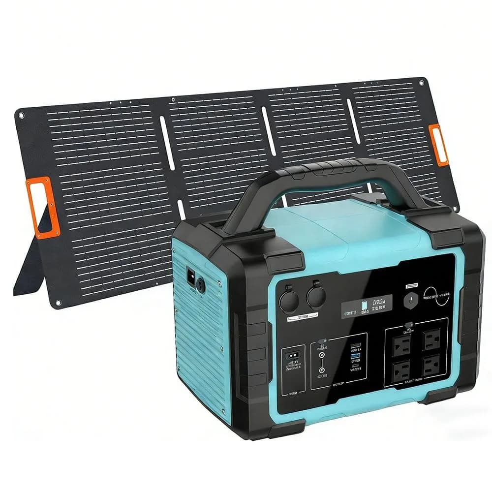 Generatore Solare 1800W (3600W di Picco) con Pannello Solare da 200W, Kit Stazione di Alimentazione Portatile LiFePO4 da 1024Wh, Ricarica Rapida AC in 1.5H, Personalizzabile