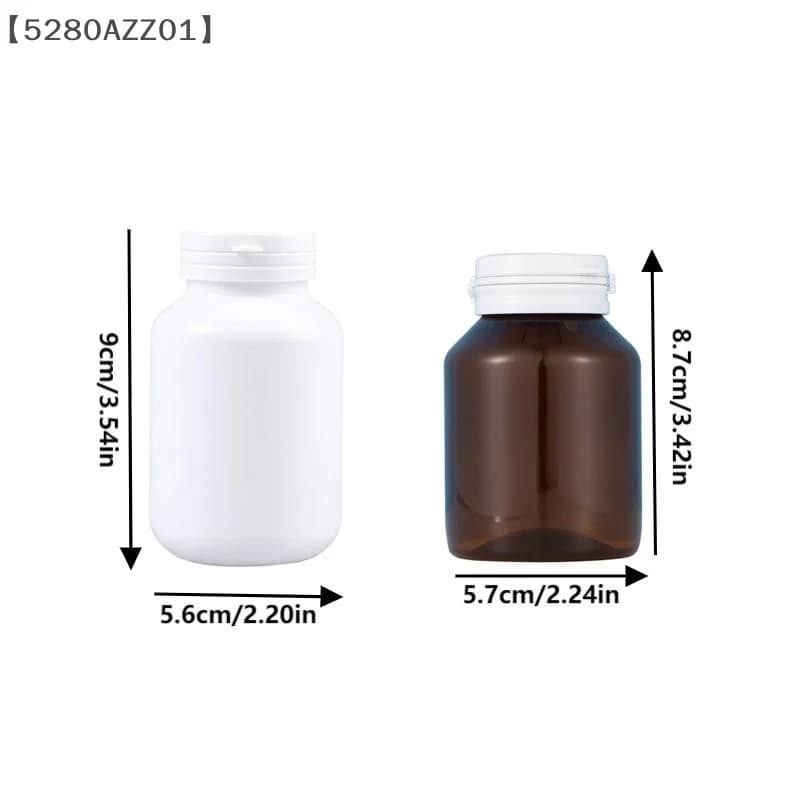 prudentHMA58 processesFlacone Plastic 130/150ml for Vitamin Supplements, Flacons Rechargeable with Strap Cap and Opening Ring, Pill Container