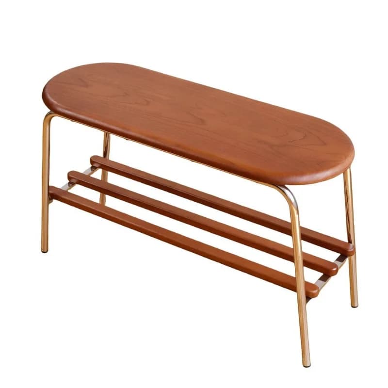 Sgabello scandinavo per cambio scarpe, gambe in acciaio al carbonio, legno massello, stile medievale, sgabello basso da ingresso per la casa, con contenitore per scarpe