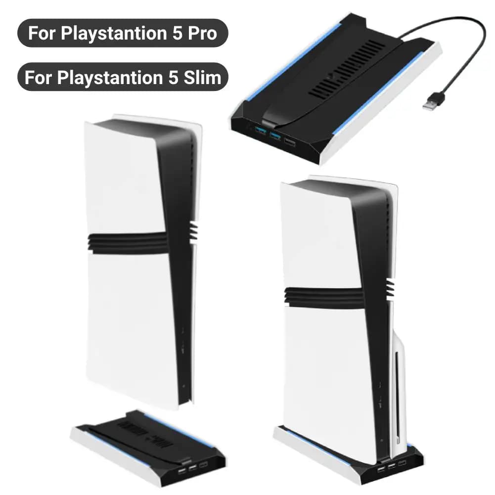 Per PS 5 Slim/PS 5 Pro RGB Console Host Stand con 3 porte USB 2.0 Base stazione verticale per Sony Playstation 5 Accessori di gioco