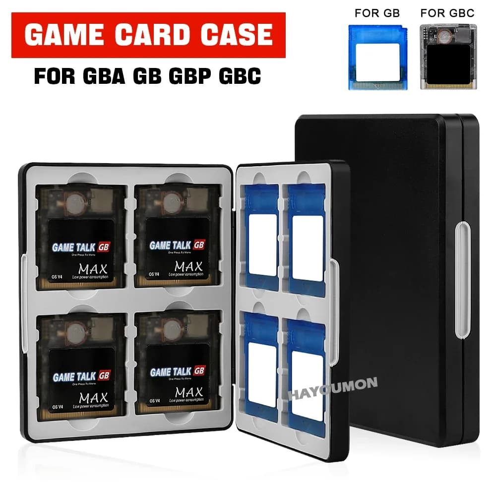 Scatola portaoggetti nera per schede di gioco GBC/GB/GBA SP, organizer con rivestimento interno in silicone, protezione magnetica, custodia rigida per console di gioco