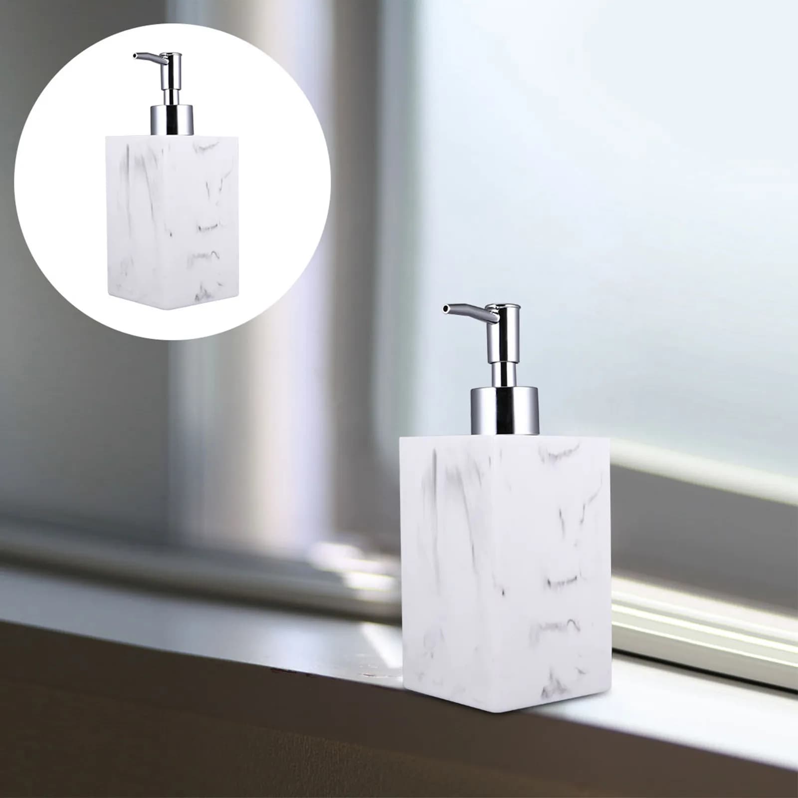 Set di 1 Elegante Dispenser di Sapone in Resina a Pressione, Erogatore di Liquidi per Cucina e Bagno, Facile da Ricaricare, Pulire e Riutilizzare