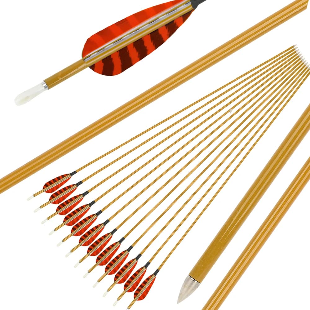 12pcs Archery Mixed Carbon Arrows 32" Spine900 3" Natural Feather for Bow Hunting Shooting Competition Accessories
