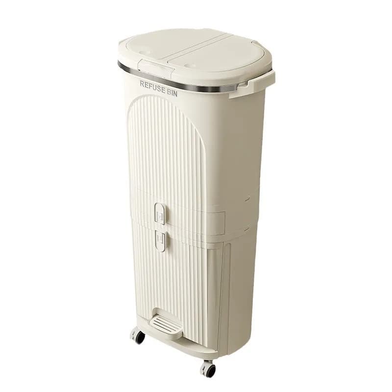 Cestino per Rifiuti da Cucina con Coperchio, Controllo Odori, Multifunzionale, Separazione Umido/Secco, Contenitore Compatto e Sottile per Spazi Stretti, Casa