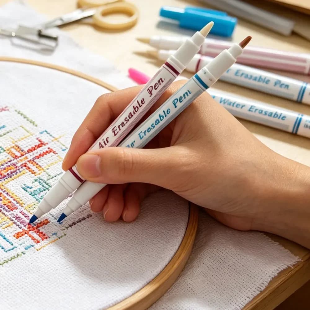 1PC Disappearing Erasable Ink Fabric Marker Pen Cross Stitch Water Erasable Pen Tailor'S Quilting Sewing Tools Dressmaking