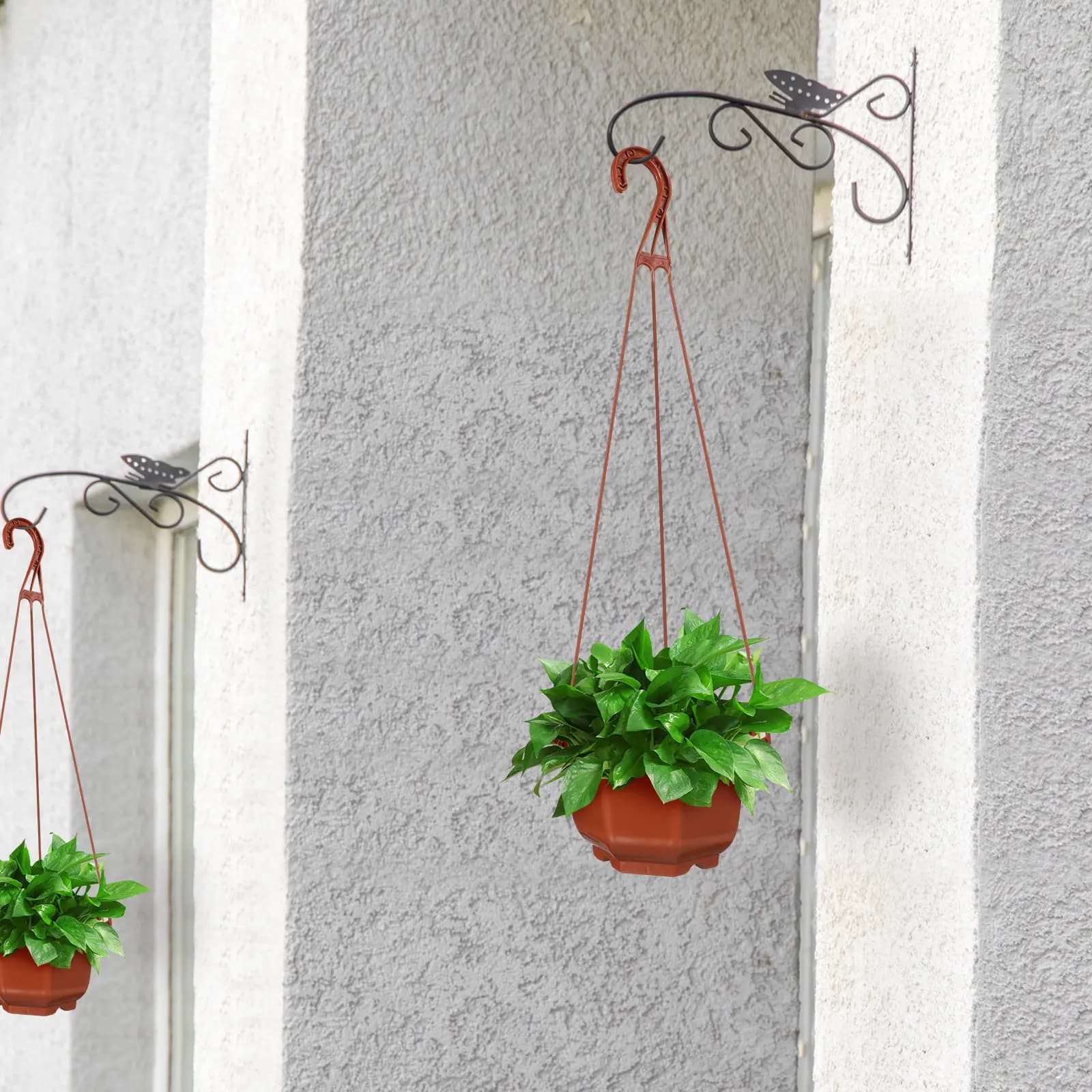 10Sets Hanging Flower Pot Plastic Hook Planter for Balcony Railing Garden Creative Design Weather Resistant Decorative Plant Pot