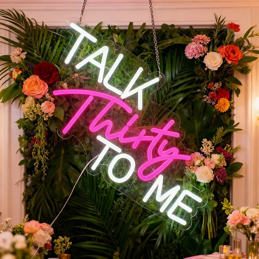 Insegna al neon 'Talk Thirty To Me' per decorazioni di compleanno 30 anni per lui/lei, insegna al neon USB per compleanno e anniversario