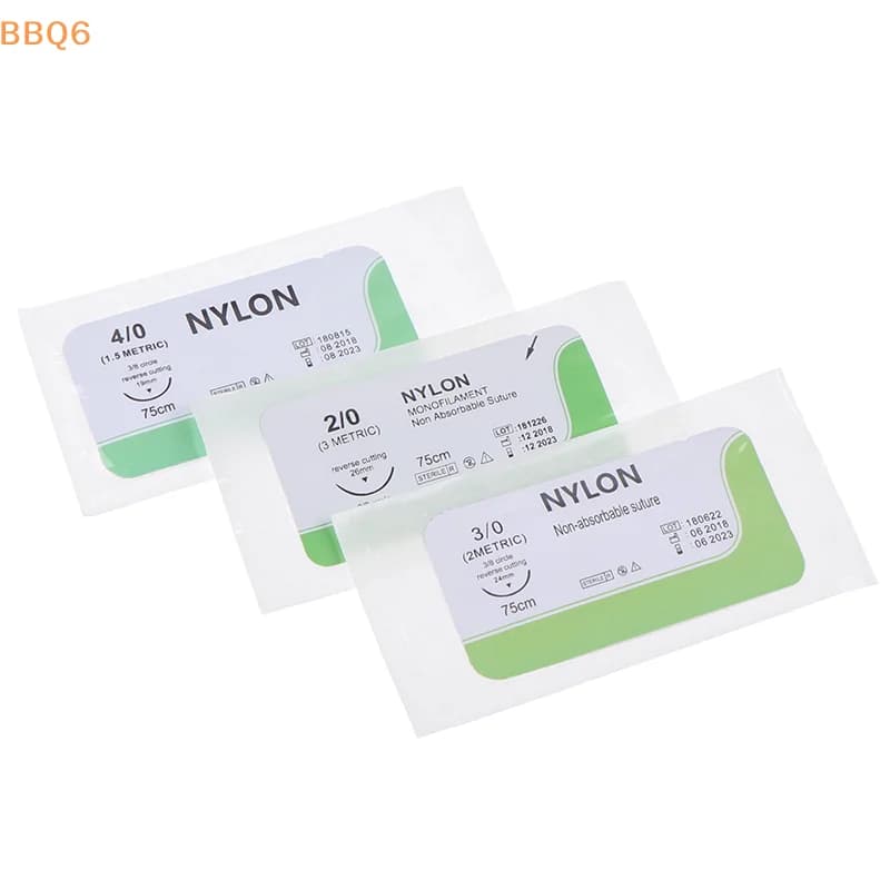 Set da 12 Pezzi di Aghi per Sutura 2.0/3.0/4.0 con Filo in Nylon, Strumento Chirurgico Sterile per Pratica