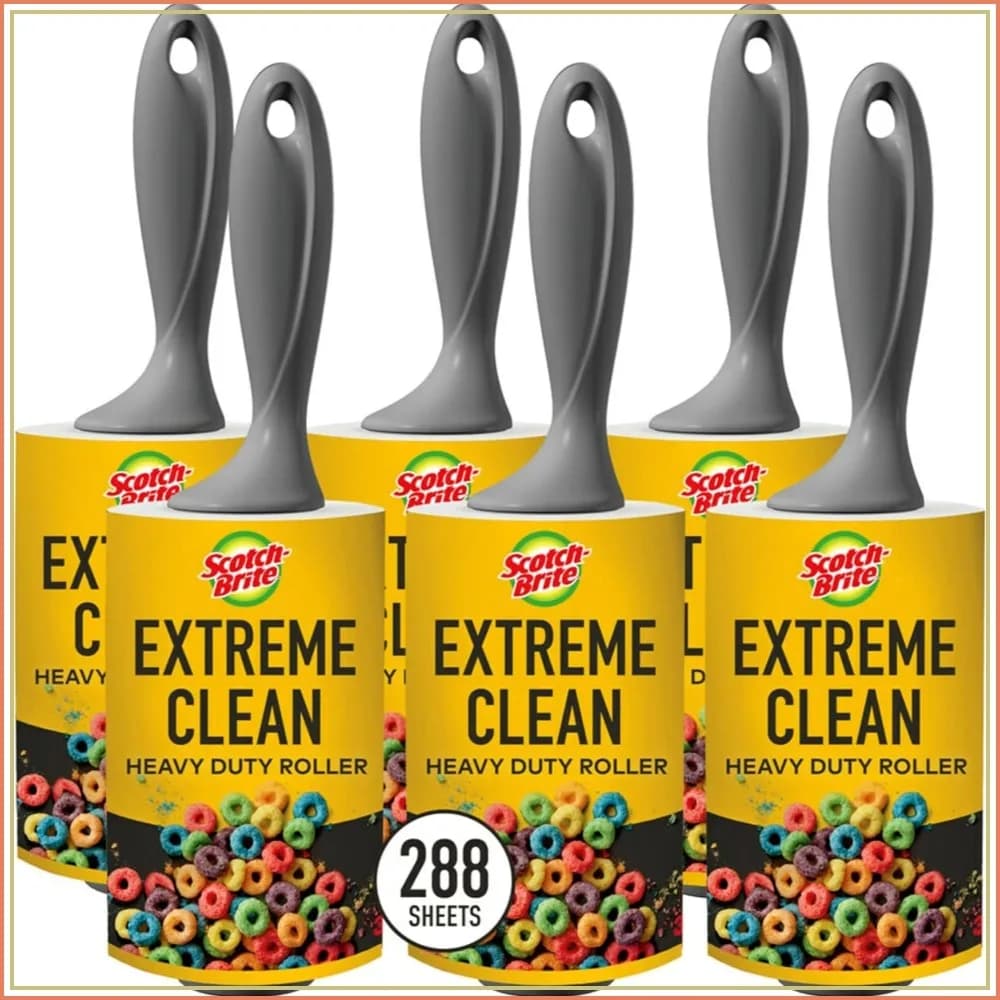 50% Stickier Lint Roller – 6 Rollers, 48 Sheets Each – 288 Sheets Total – Works Great on Pet Hair, Clothes & Furniture