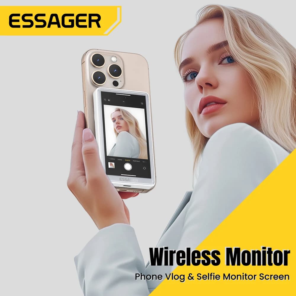 ESSAGER Magnetic selfie screen for smartphone Rear camera Selfie Vlog Live Stream for iPhone Android phone
