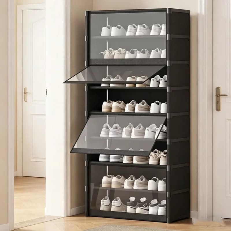 Scarpiera Multilivello Salvaspazio, Armadietto Trasparente Antipolvere, Scaffale Robusto per Organizzazione Pratica di Calzature Domestiche