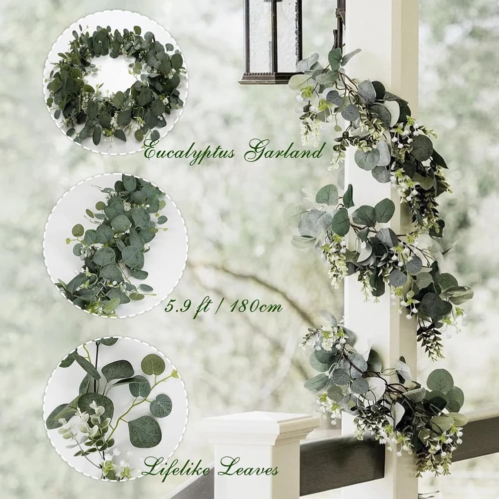 Piante Artificiali, Fogliame Verde, Accessori per Festival, Ghirlande per Matrimoni, Decorazioni per Giardino, Casa, Stanza, Tavolo, Parete, Regalo