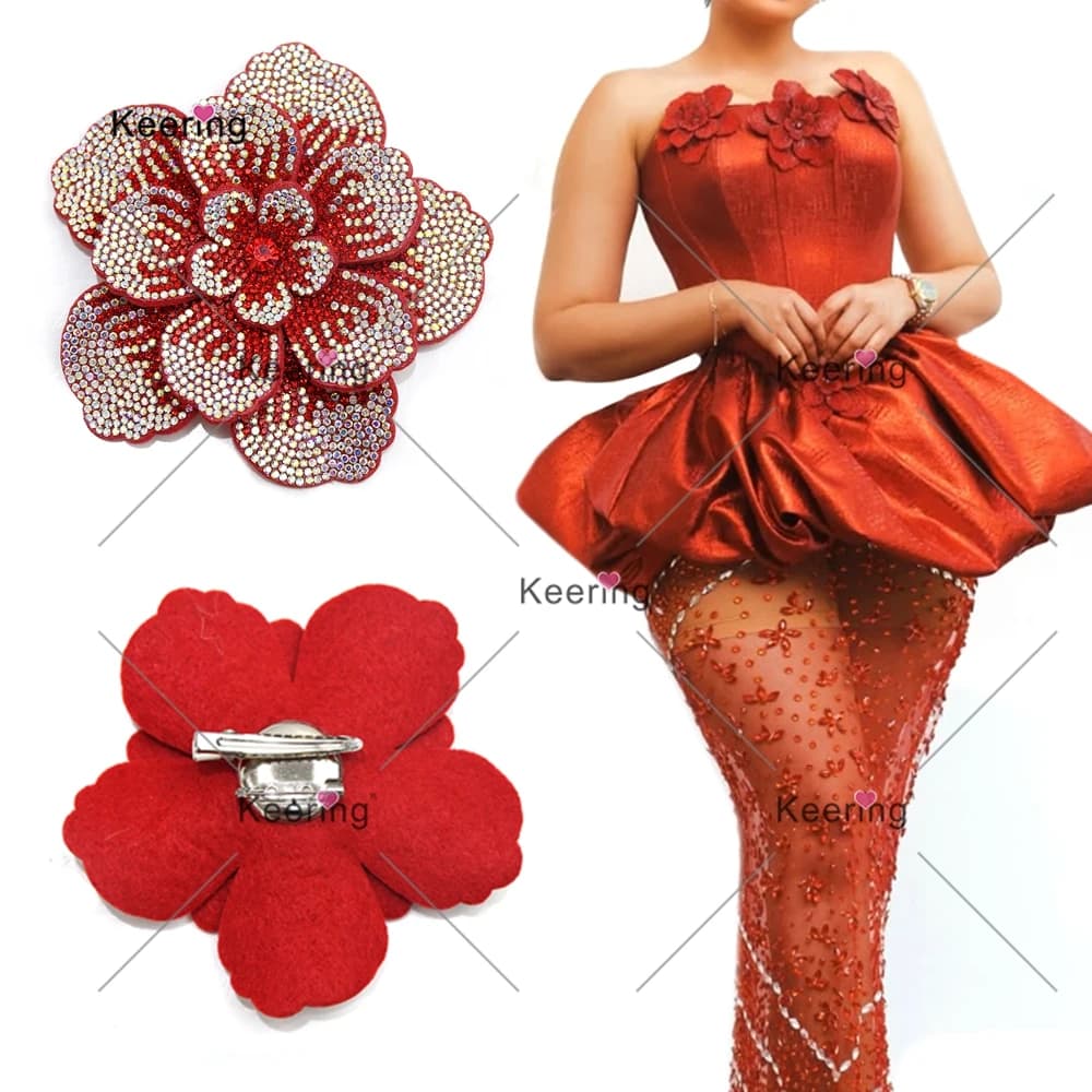 (10pcs) 3D Rhinestone Flower Patch WBF-286 Elegant Wedding Dress Accessories