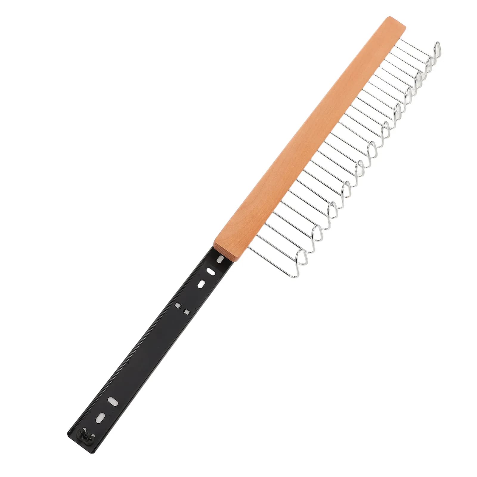 Retractable Sliding Rail Clothes Hanger Wooden Wall Mounted No-Drill Closet Rack Pull Out Telescopic Wardrobe Rod Clothes
