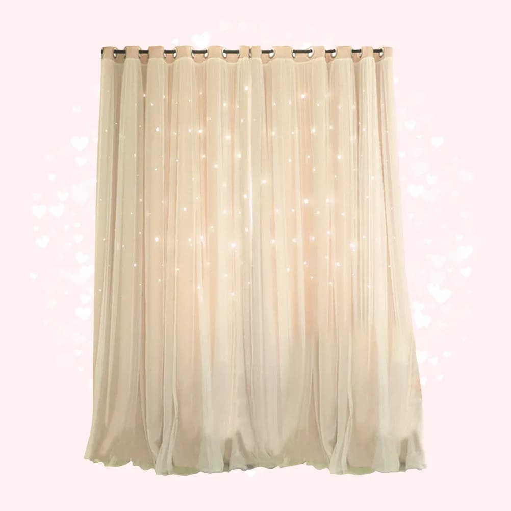 Tenda Oscurante a Stella a Doppio Strato, Tenda per Finestra Traforata 1x2m Beige, Tende Premium in Poliestere con Occhielli per Camera da Letto