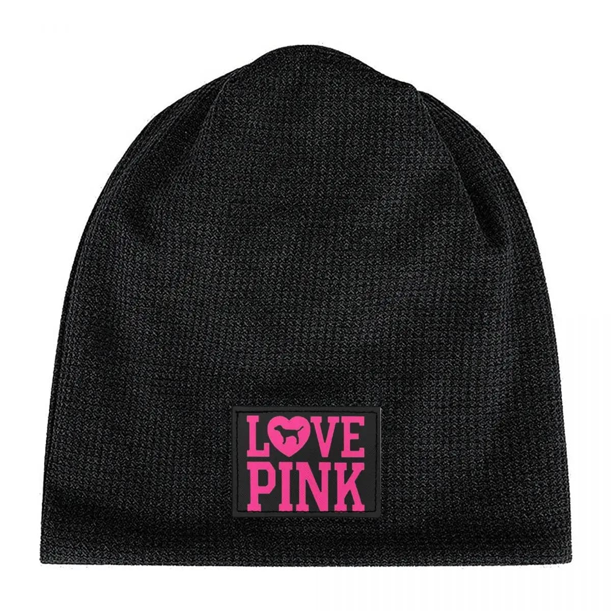 Love Pink Warm Fleece-Lined Cap Hip Hop Bonnet Hat Autumn Winter Outdoor Beanies Hats for Unisex Adult
