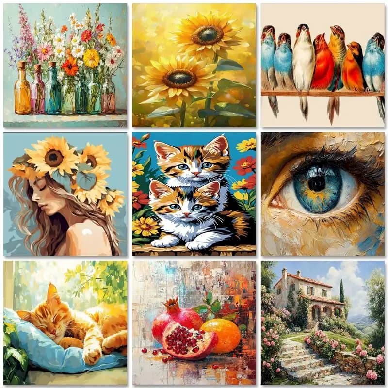 1pc frameless Acrylic Painting By Numbers Adults Crafts Flowers Animal Coloring By Numbers Diy Gift Wall Decors Picture Paint 60