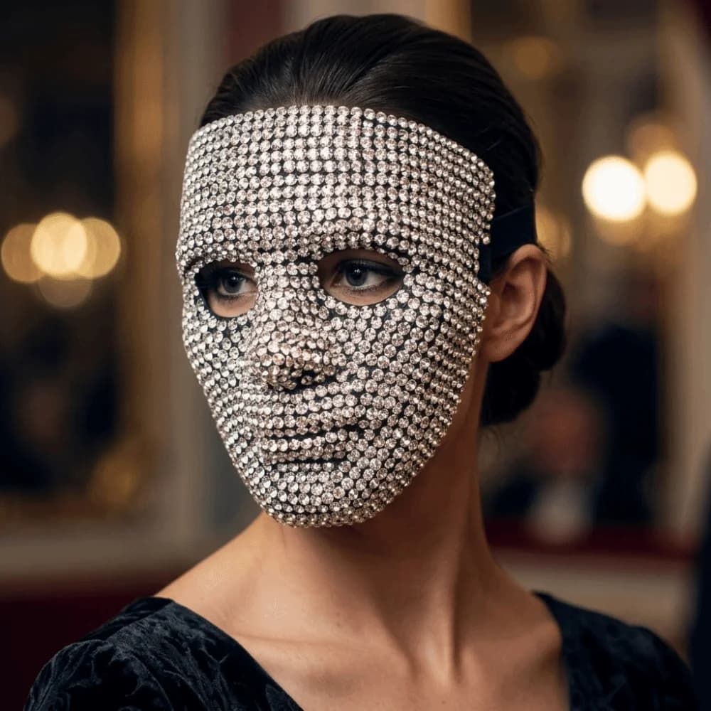 Simple Venetian Masquerade Party Mask Vintage Luxury Rhinestone Mask Elegant Elastic Bands Full Face Mask Halloween