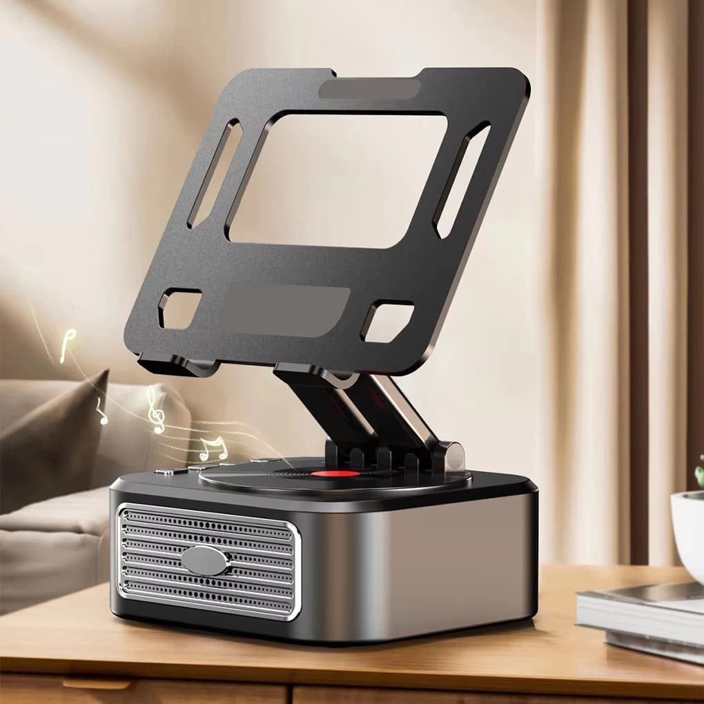 360 ° Supporto Girevole e Pieghevole per Altoparlante Bluetooth Wireless, Supporto per Telefono e Tablet con Pad Antiscivolo per Streaming Live e Film