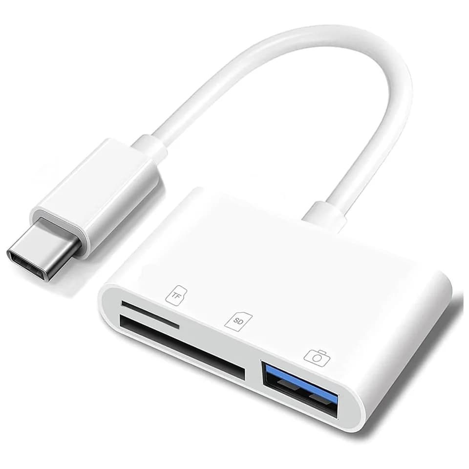 Lettore di schede SD/TF USB-C 3 in 1 con porta USB, adattatore per scheda di memoria OTG compatibile con iPhone 15/16, MacBook, Samsung Galaxy S24/S23