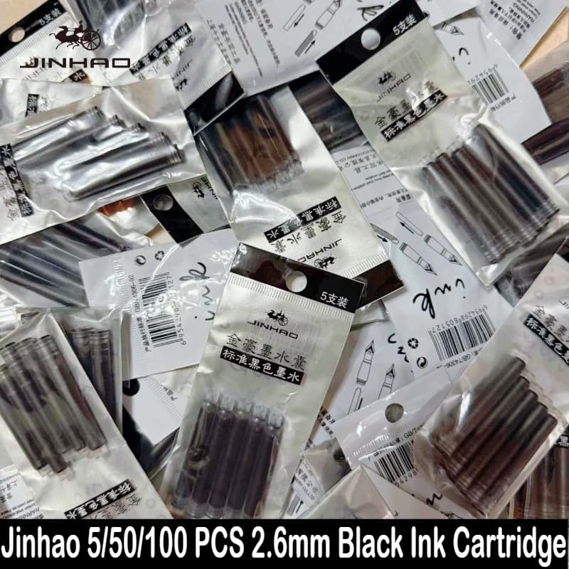 JINHAO 5/10/100 PCS Black 2.6mm Fountain Pen Ink Cartridge Refill Student Fountain Pen Ink Office School Supplies Stationery