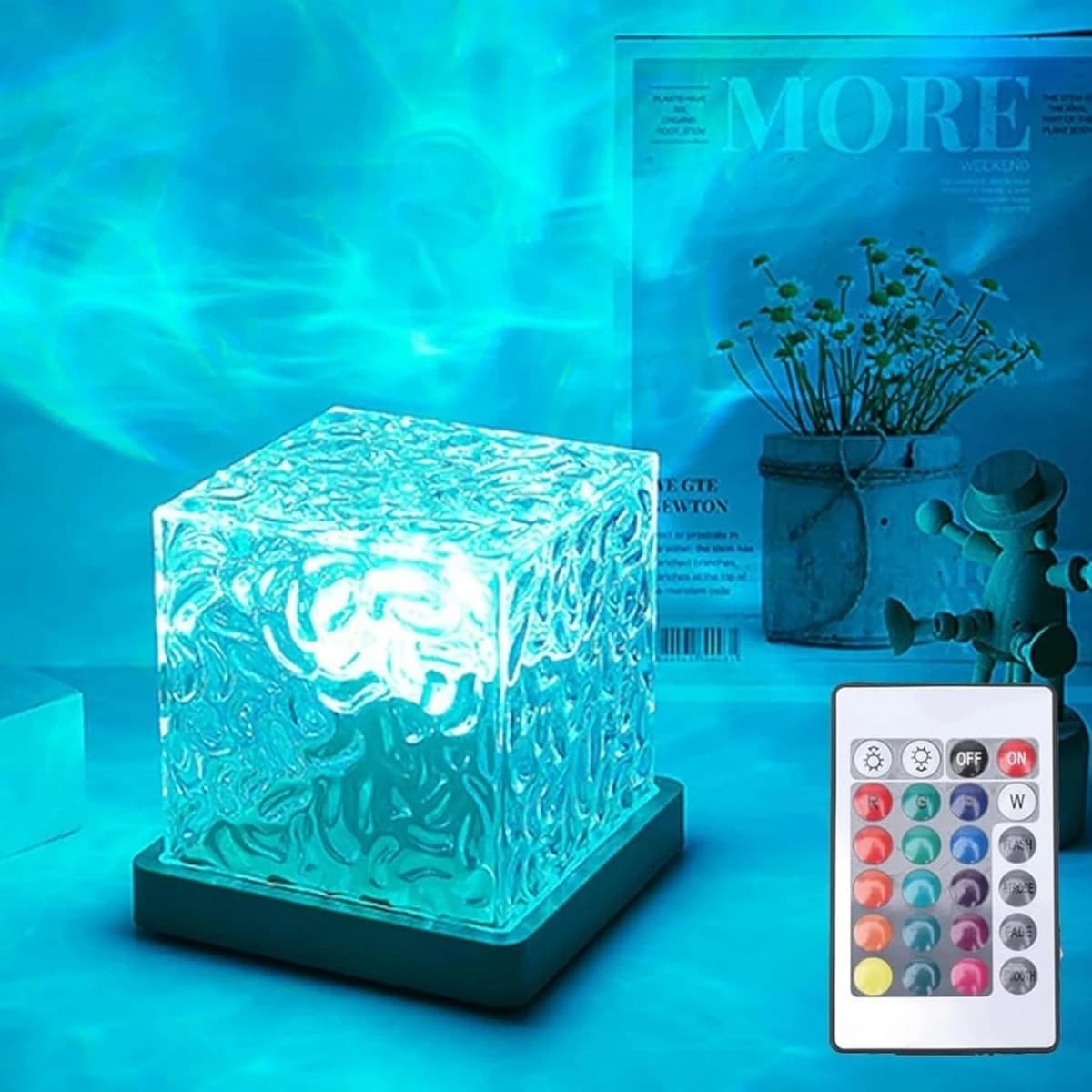 Environmental light with RGB16 color water wave, bright and shaded bedroom atmosphere, rotating table lamp, night light on bedside table