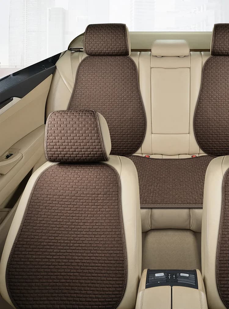 Set of car seat cushions, small square linen cushion, small backrest in three pieces, breathable, durable, comfortable and non-slip