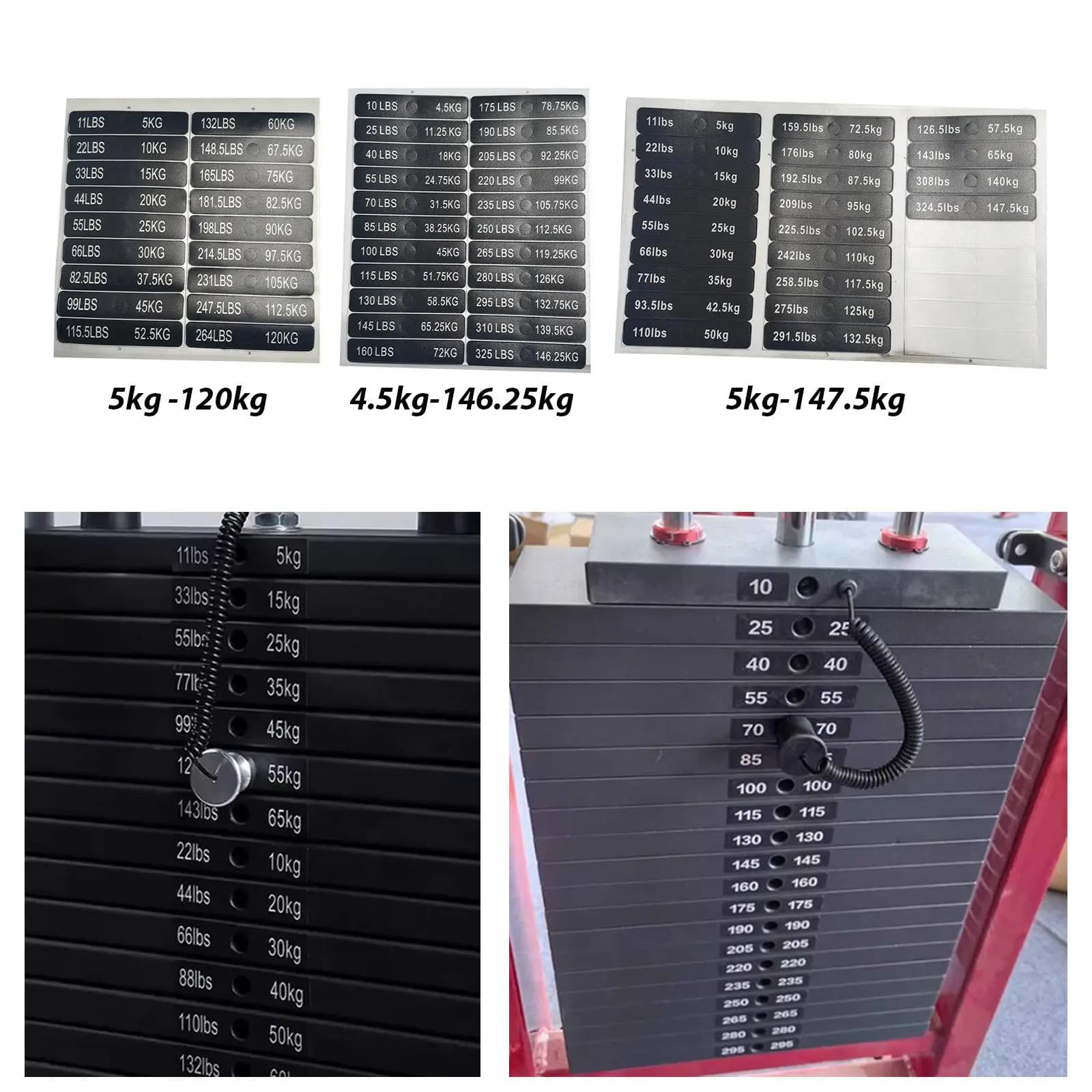 Labels for Weights, Self-adhesive Stickers with Background Black, Gym Equipment Stickers, Weight Plate Labels for Coaching Accessories
