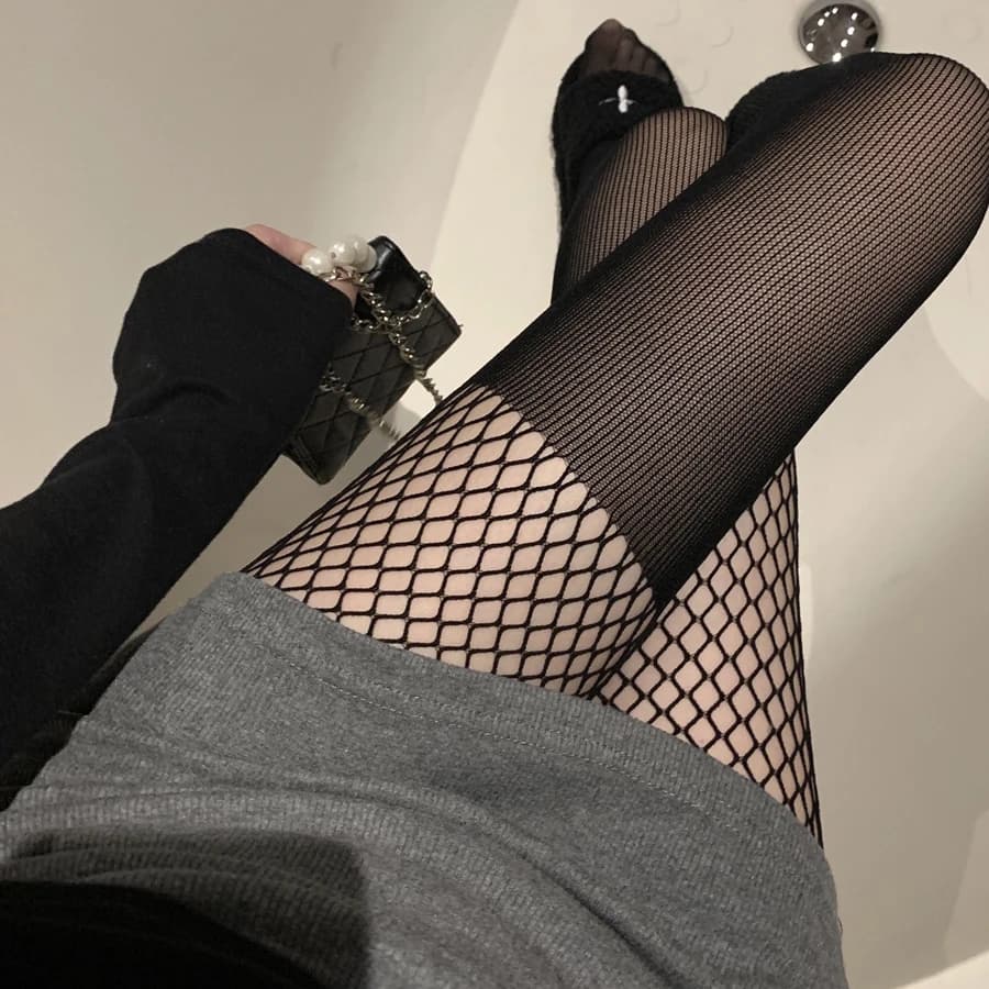 1 paio di calze nere da rete da pesca lunghe, medie e corte bianche e nere da donna, estive sottili, lunghe, medie e alte