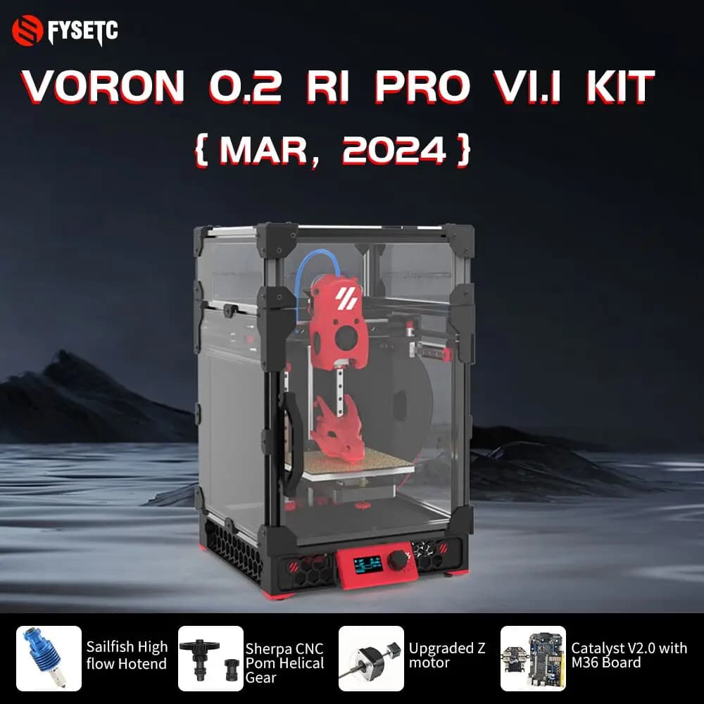 FYSETC Voron 0.2 R1 V1.1 Pro Updated 3D printer kit Corexy with Catalyst V2.0 and CM36 motherboard Hollow Rail Sherpa Nano Gear