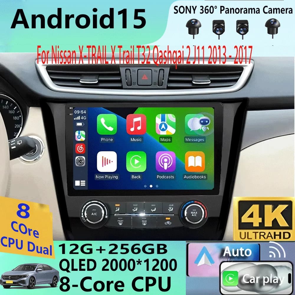 Android 15 Autoradio Multimediale Per Nissan X-TRAIL X Trail T32 Qashqai 2 J11 2013 - 2017 Autoradio 2 Din Carplay gps NO dvd