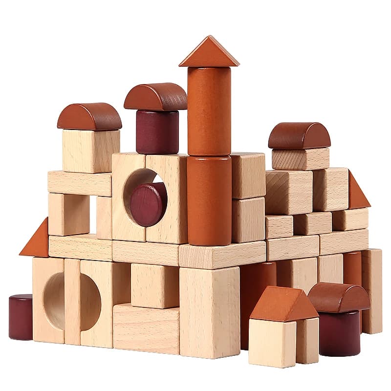 Blocchi di Costruzione in Legno di Giuggiolo Non Verniciato, Grandi Pezzi Creativi con Lettere Digitali, Giocattoli in Legno per Bambini in Scatola di Legno