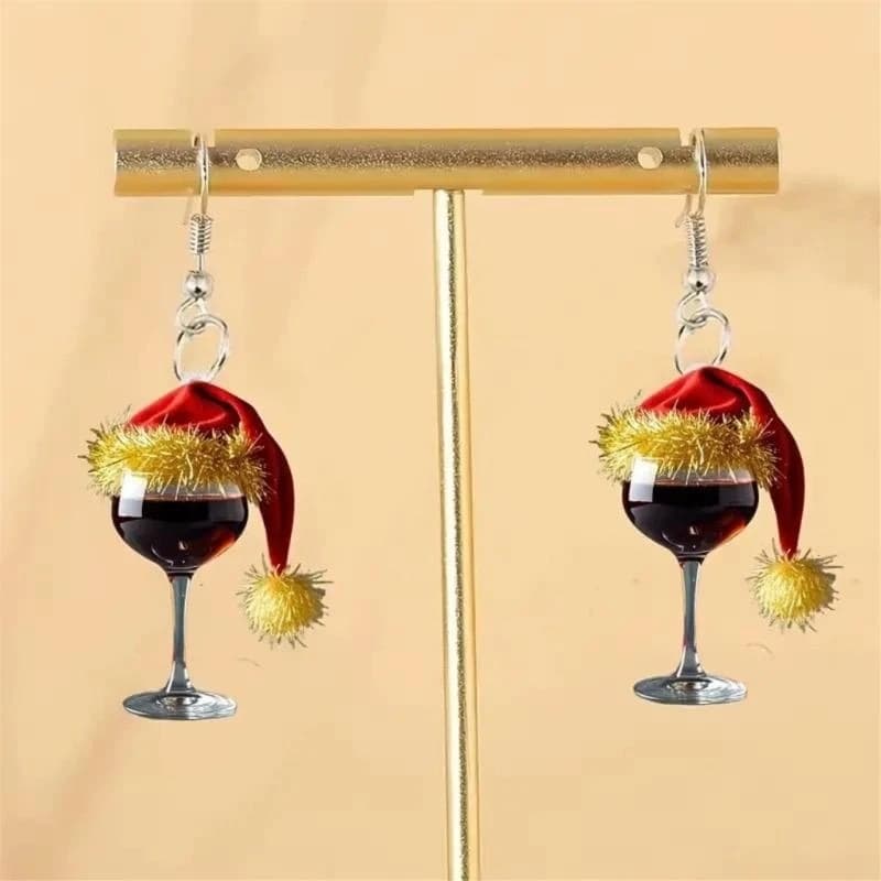 Delicati orecchini in vetro del cappello natale, ganci per orecchio per feste per feste festose E0BF
