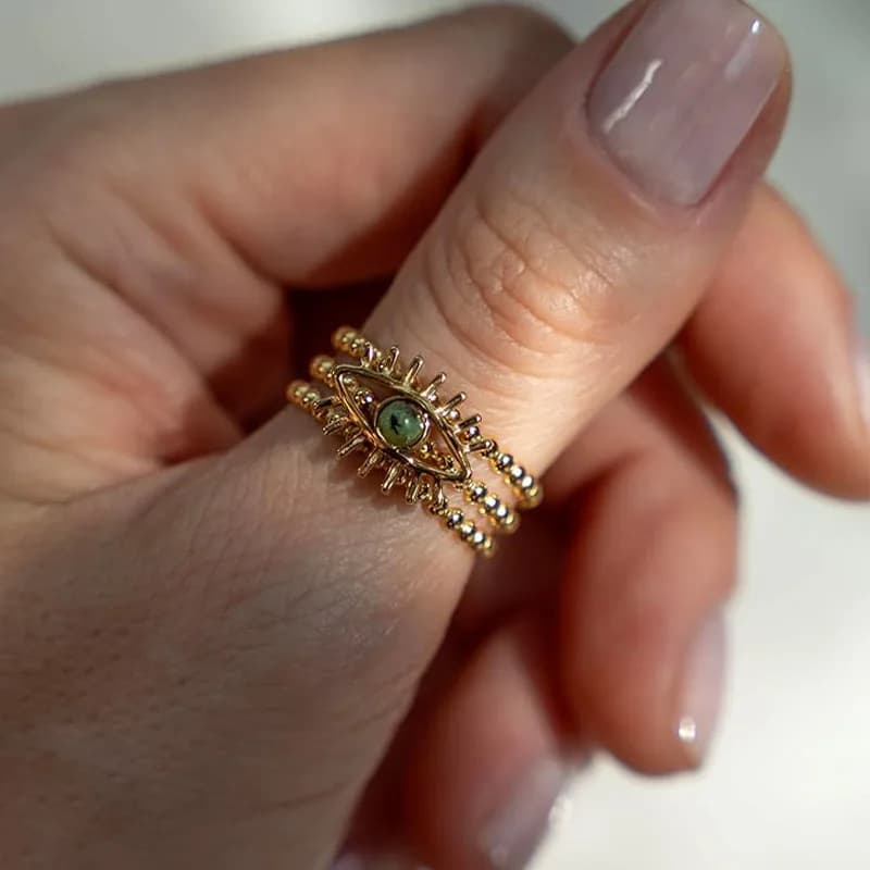 Nicchia individualmente, lusso leggero, con occhi tempestati di diamanti e apertura regolabile, anello verde