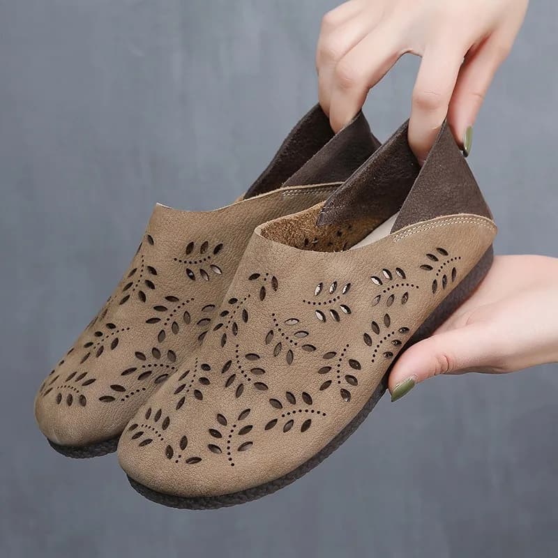 Birkuir Retro colori misti scarpe da donna appartamenti suole morbide di lusso scava fuori Comfort pantofole a punta chiusa mocassini in vera pelle