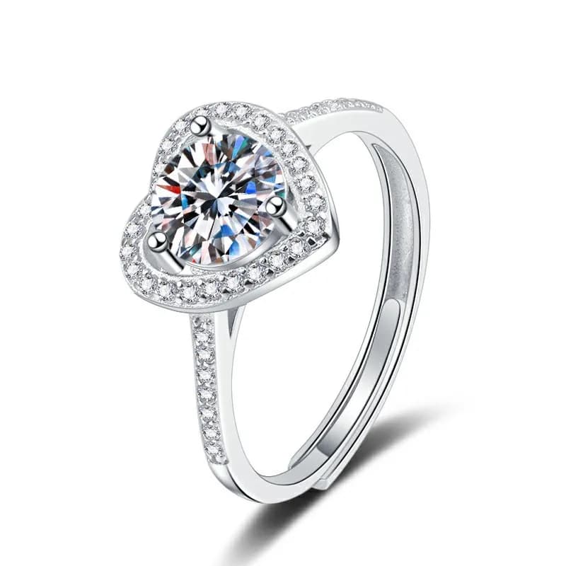 Anello di moda in moissanite con gioielli in argento puro S925, anello con bocciolo di fiore a forma di cuore, anello di proposta versatile di lusso leggero