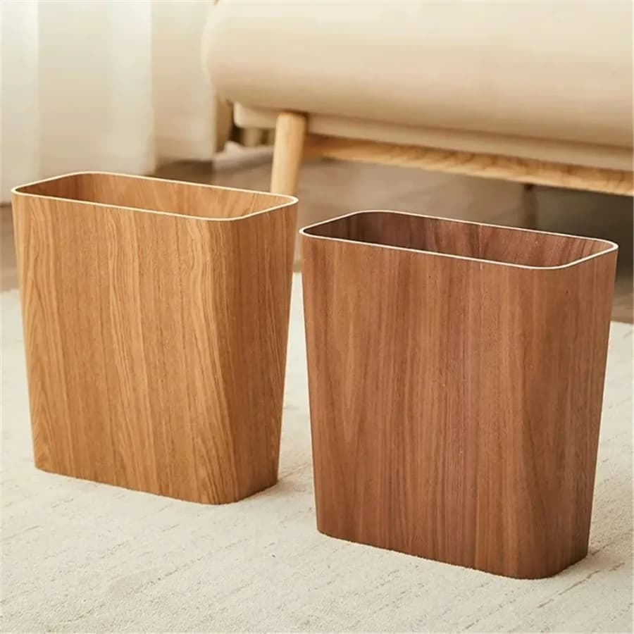 Cestino per Rifiuti in Legno Giapponese, Contenitore per Cucina, Soggiorno, Camera da Letto, Ufficio, Porta Rotoli di Carta, Decorazione per la Casa