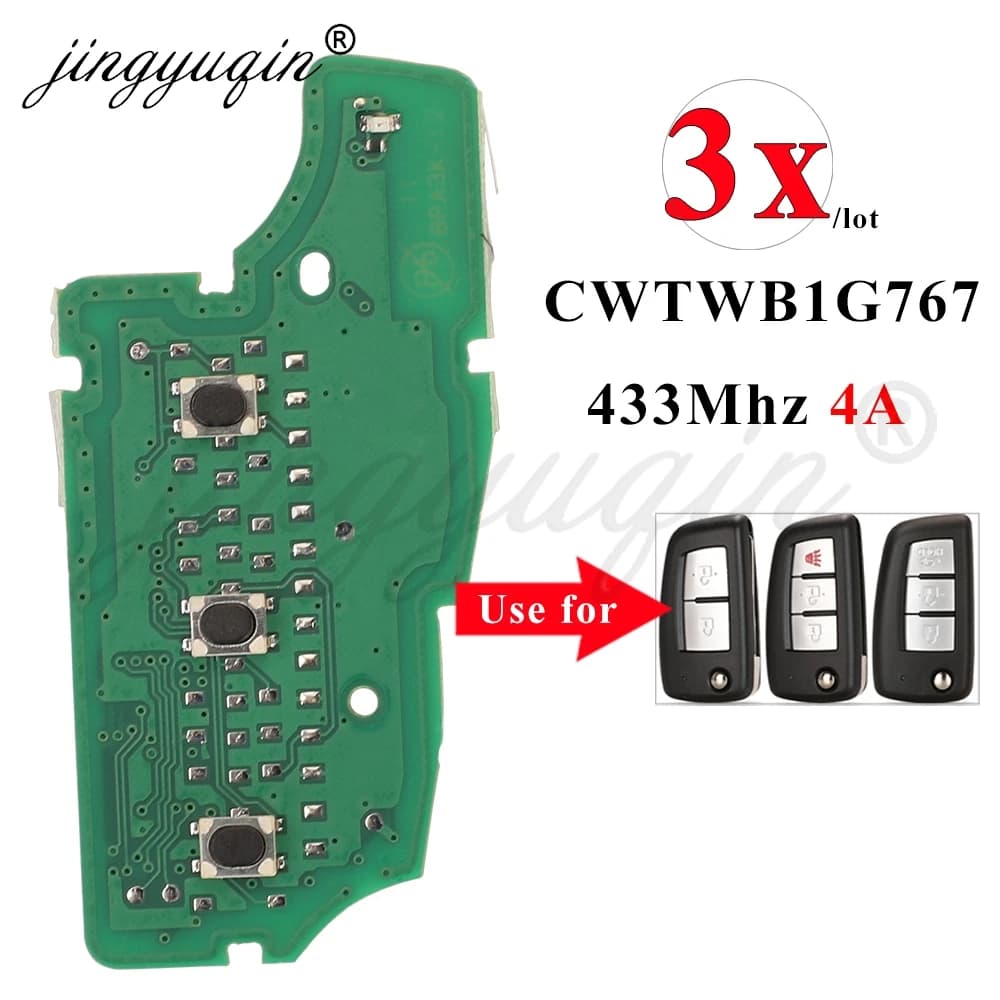 Jingyuqin 3 pz Circuito 433 MHz 4A Flip Chiave A Distanza PCB Per Nissan Qashqai Pulsar C13 Juke X-Trail Sylphy Micra CWTWB1G767