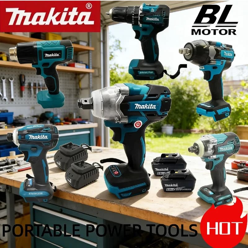 Set di Utensili Makita Senza Fili: Pistola Termica Digitale, Avvitatore a Impulsi / Chiave, DTD173, DTW600, DTD171, DTW700, DDF487, TW004G