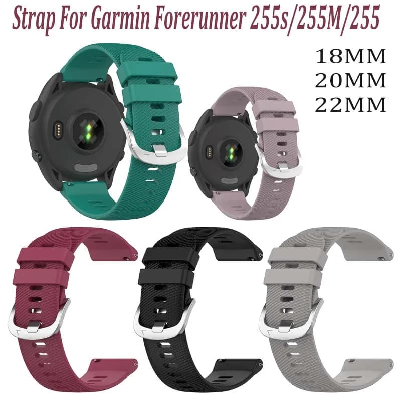 Cinturino da polso in silicone 18mm 20mm 22mm per Garmin Forerunner 255s 255M 255 Smart Watch Band Bracciale