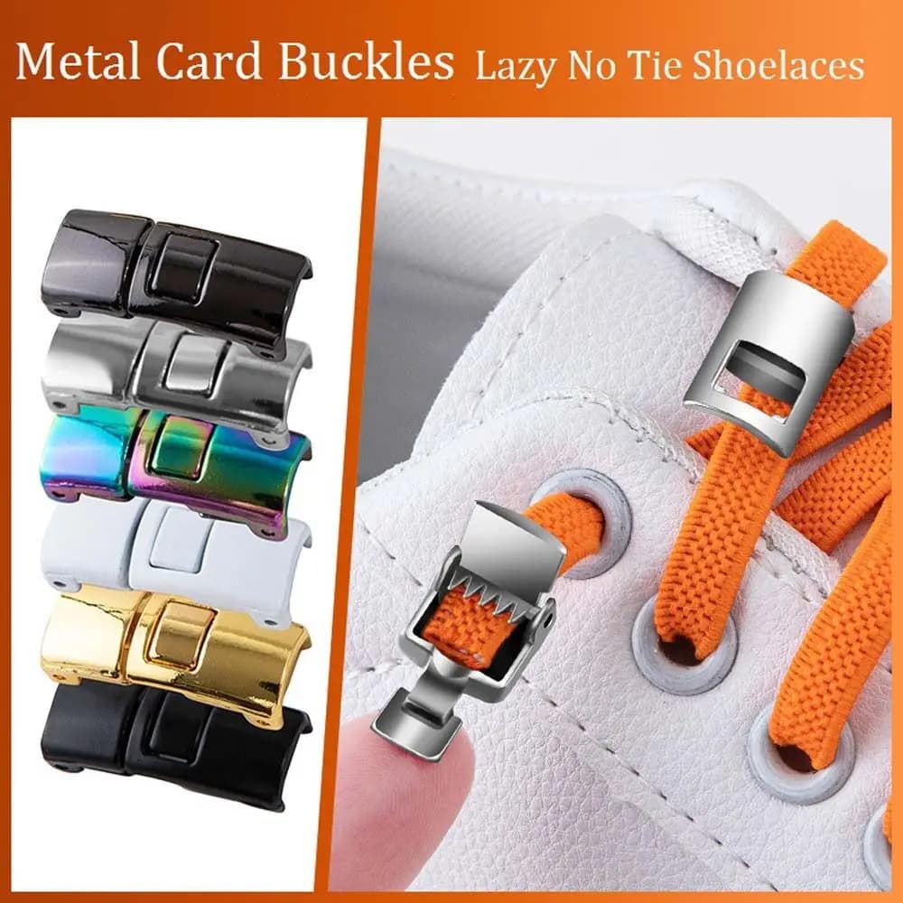 Moda Unisex No Tie lacci delle scarpe sicurezza lacci veloci chiusura lacci pigri fibbia Sneakers stringhe lacci delle scarpe a scatto chiusura in metallo