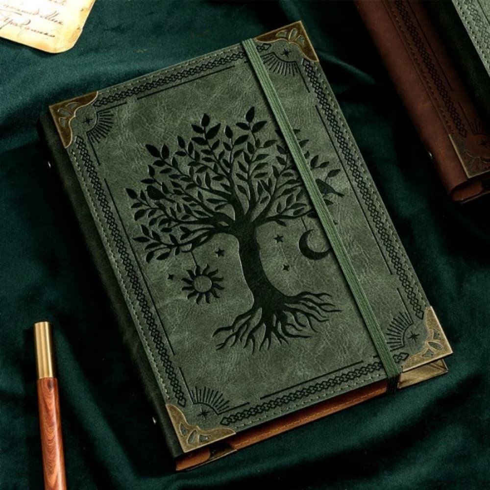 Vintage Leather Journal for Women & Men, Handmade Embossed Tree of Life Travel Notebook, Refillable Writing Diary, Gift Idea