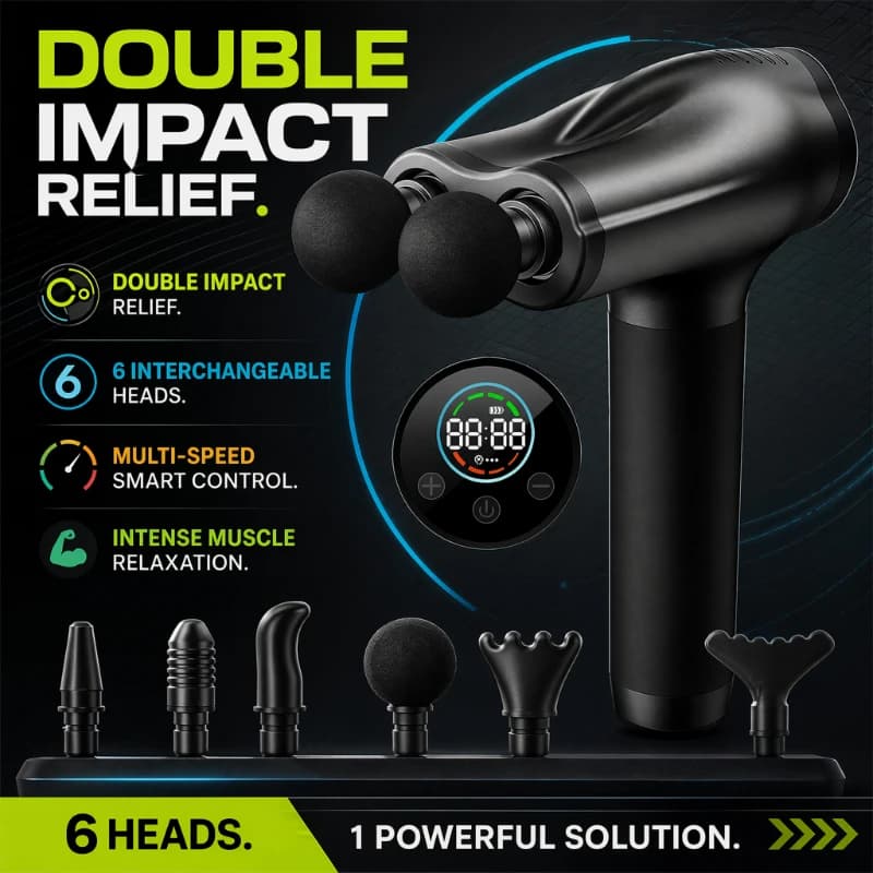 Professional Double-head Fascia Gun Portable High Power Electric Massage Gun Hand Held Body Deep Tissue Muscle Massager Products