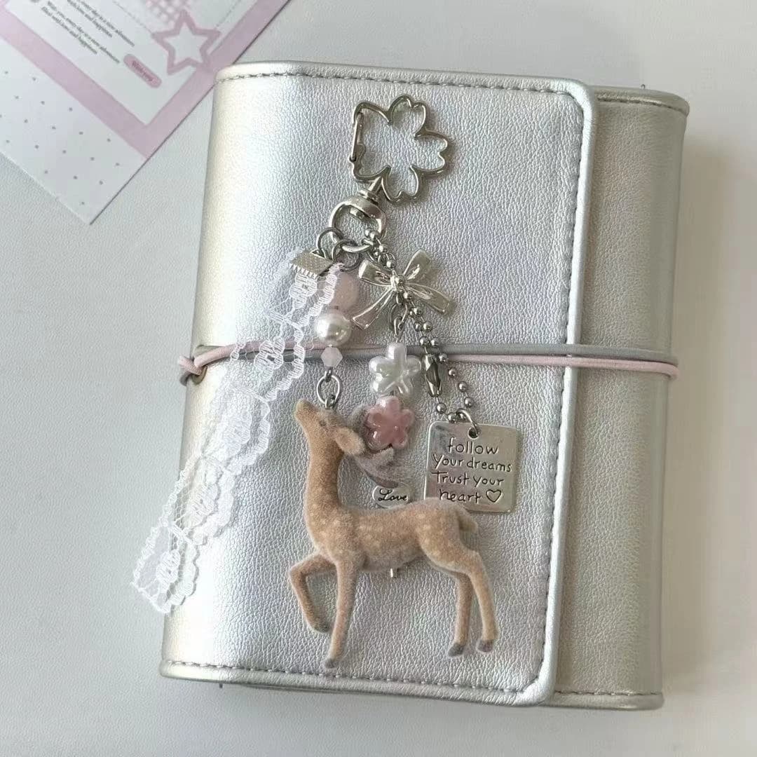 Cute Portable Deer Keychain Decoration Korean Style Bead Case Handmade Backpack Ornament Bag Pendant Birthday Party Gift Favors