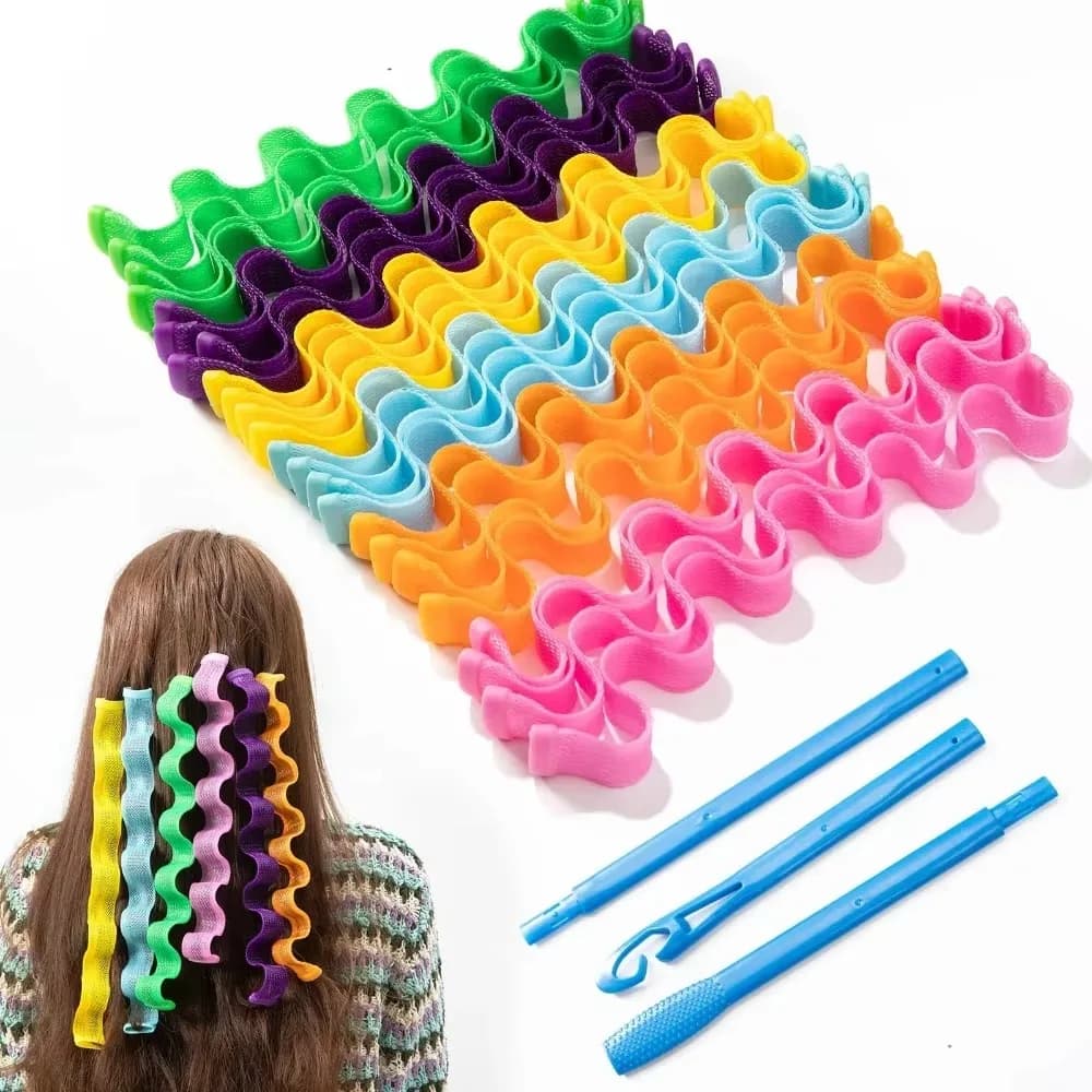 Set di 12 Bigodini Senza Calore per Capelli, Rulli Morbidi per Ricci, Bastoncini per Arricciare, Strumenti per lo Styling dei Capelli