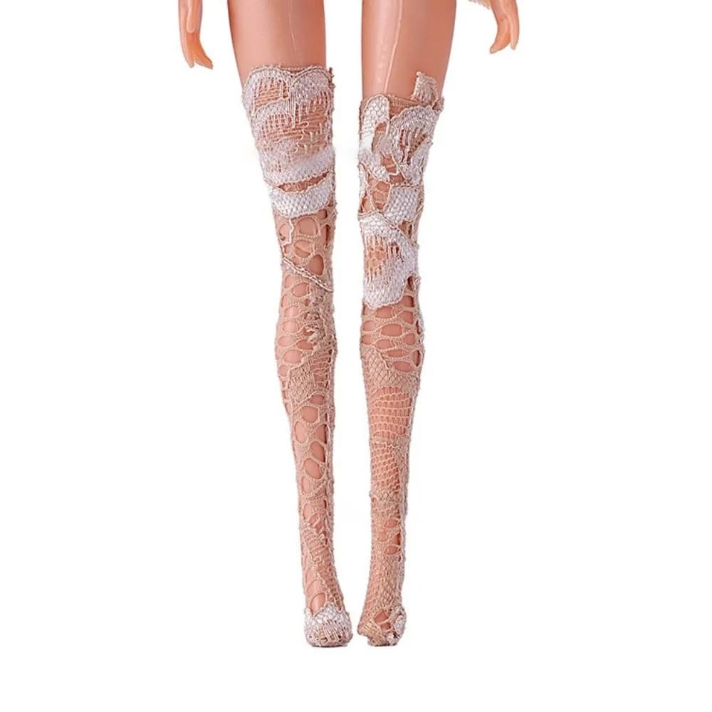 Nuove calze in pizzo alla moda, calze lunghe multicolori fatte a mano, accessori per abbigliamento casual per 1/6