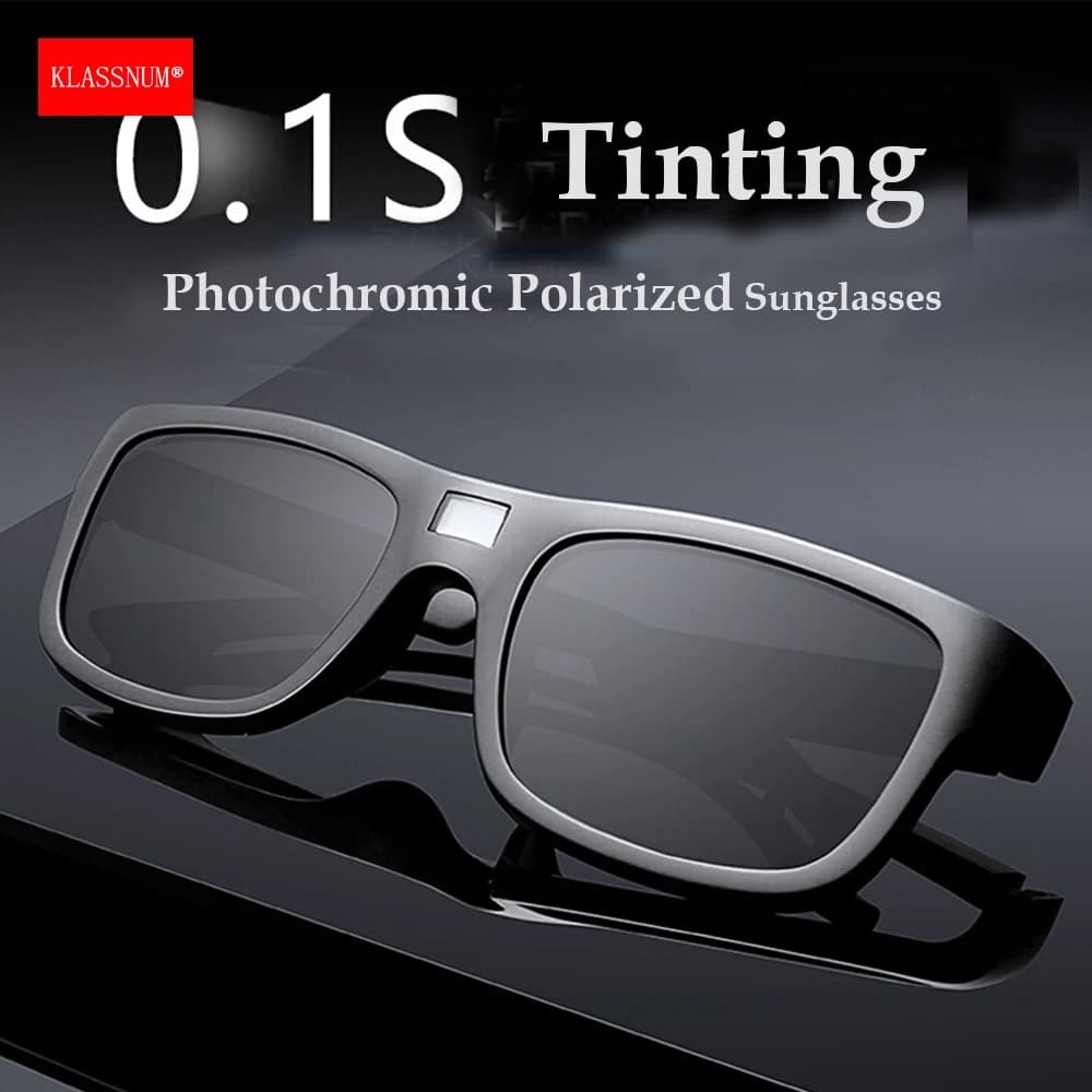KLASSNUM 0.1s Tinting Photochromic Polarized Sunglasses Men Women Anti Glare UV400 Lens Eyepiece for Driving Fishing 2026 New