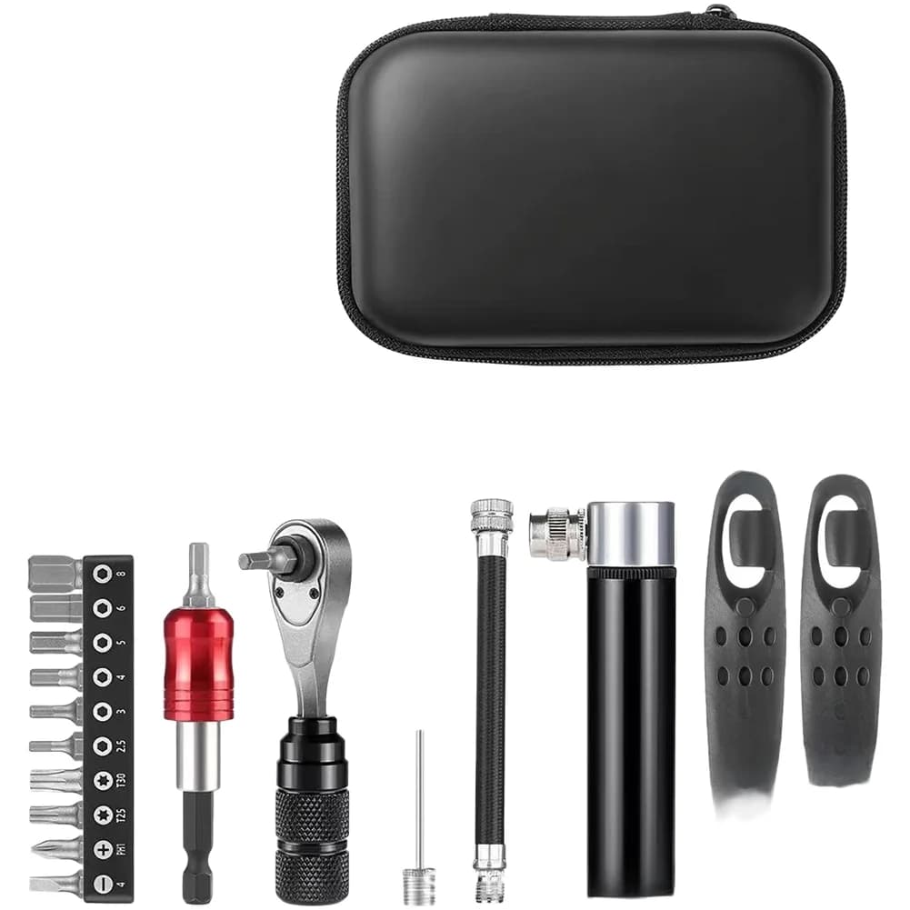 Bike Repair Tool Kit Ratchet Wrench Set Tire Levers Pump Aluminum Alloy Magnetic Auto-Locking Compact Portable For Cycling Parts