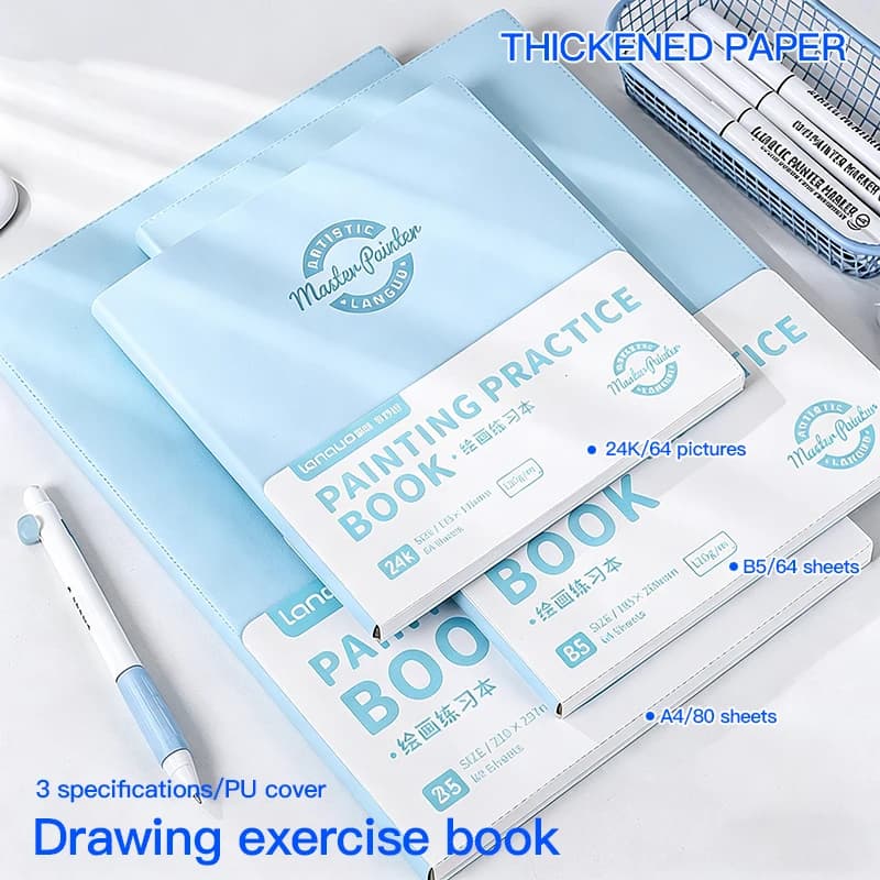 LANGUO A4 B5 24K Pocket Drawing Book Travelers PU Leather Blank Notebook Journal Painting Sketchbook Stationery School Supplies
